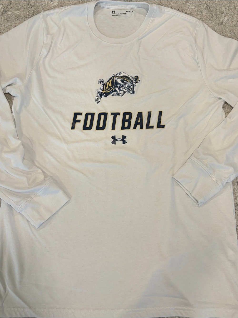 United States Naval Academy Football Under Armour White Long-Sleeve Football Tee